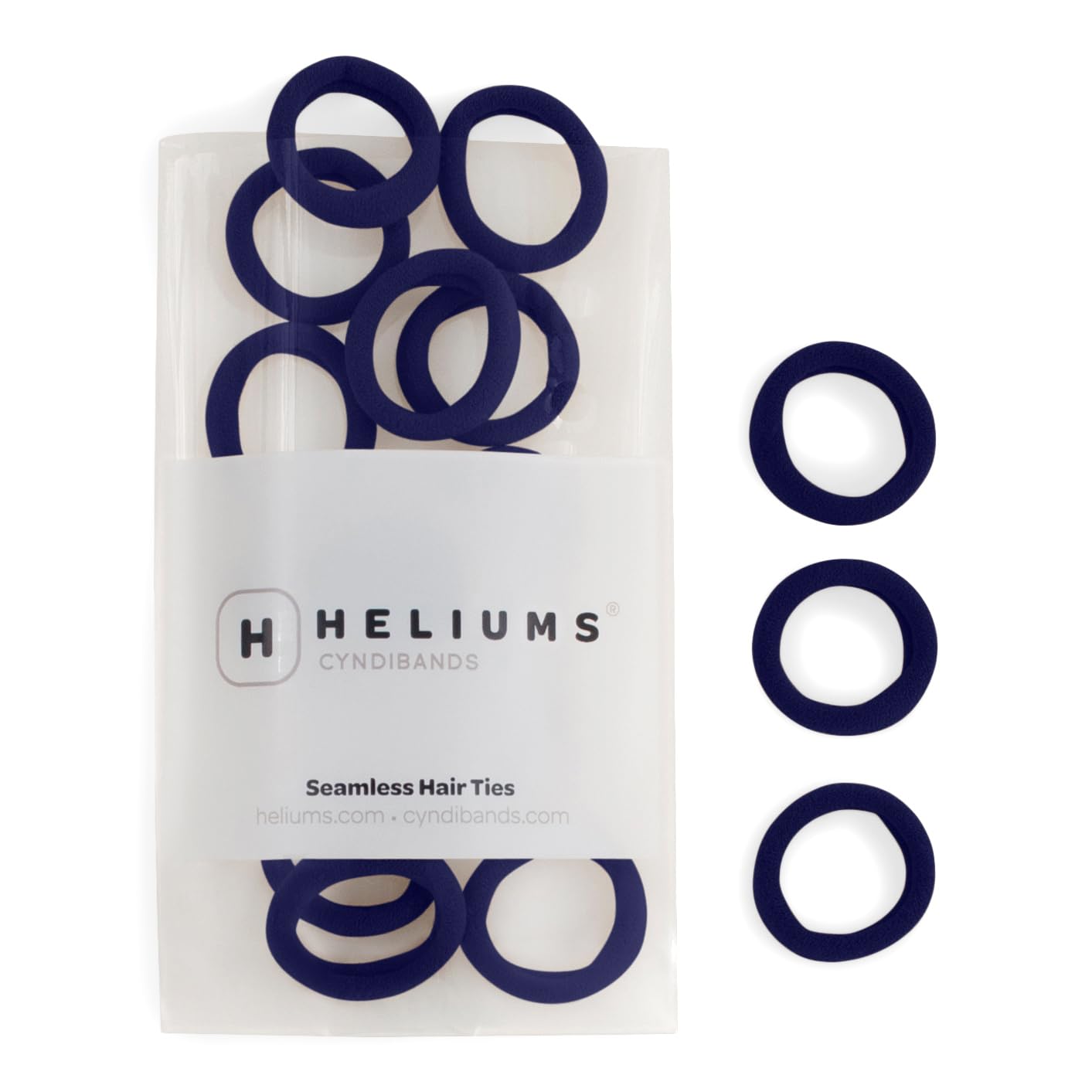 Heliums Small Navy Blue Seamless Hair Ties, 1 Inch Mini Sized Fabric Ponytai Holders, Soft and Stretchy Nylon Ponytail Holders for Kids and Fine Hair - 20 Hair Ties