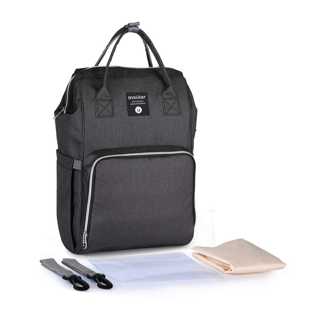 Mummy Diaper Backpack Large Capacity Baby Bag Multifunction Waterproof Travel Nappy Backpacks for Mom/Dad with Stroller Straps, Changing Pad,Durable Maternity Casual Shoulder Bags (Black)