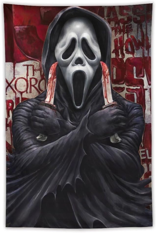 Tapestries - KZQTHH Horror Movie Characters Tapestry Halloween Wall Art Decor Aesthetic Posters for Bedroom Living Room 60x40 Inch