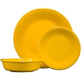 Fiesta&reg; Classic Rim 3-Piece Dinnerware Set &ndash; Durable Ceramic, Lead-Safe, Dishwasher/Microwave/Oven Safe &ndash; Made in USA Dinnerware - Daffodil
