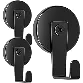 Neosmuk Magnetic Hooks Steel Tube Design for Cruise,1.42", Black, 3 Pack | Heavy Duty Magnet Wreath Hanger,J-Shaped Hook with Straight Tip, Cruise Cabin Door Hook, Two Choice Hooks
