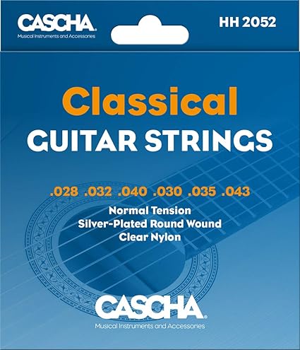 CASCHA Premium Gitarrensaiten für Konzertgitarre - Hochwertige Nylon Saiten für Klassik- und Konzert-Gitarren (6 Saiten-Set) 