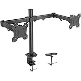 Dual Monitor Stand - Double Monitor Desk Stand Arm with C Clamp, Grommet Mounting Base for Two 13-27 Inch LCD Computer…