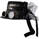 COSDREAMER Unisex Gothic Steampunk Top Hats with Goggle Halloween Hat