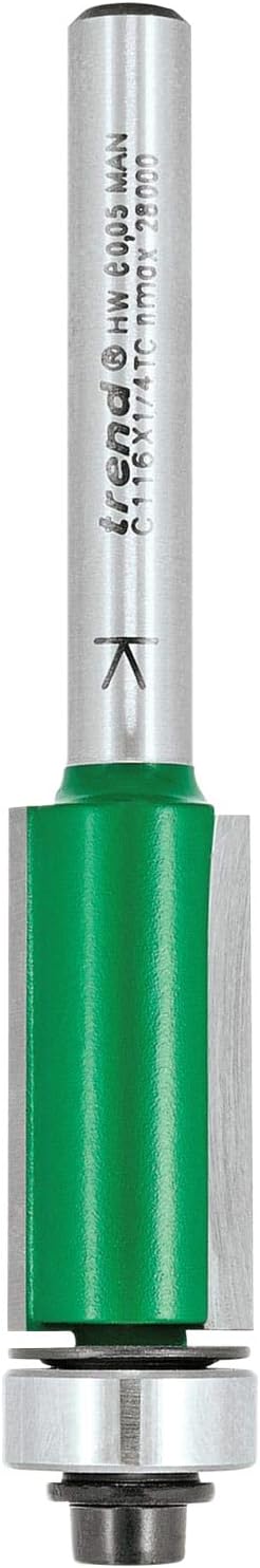 Trend CraftPro Self-Guided Trimmer Router Cutter Bit, 1/4 Inch Shank, 12.7mm Cut Diameter & 25.4mm Cut Length