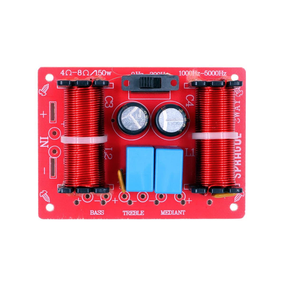 DollaTek 2Pcs 150W 3WAY Audio Speaker Treble Medium Bass 3 Dividers Three-way Speaker Frequency Divider Module