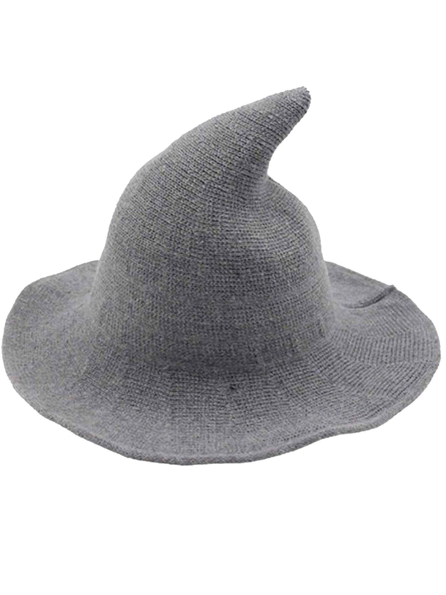 YILEEGOO Women Witch Pointed Hat, Brim Foldable Brim Knitted Cosplay Halloween Party Masquerade Costume Accessory for Adult