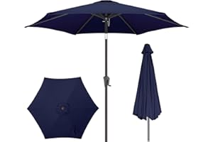 AckMizz 9ft Outdoor Patio Umbrella - Table Umbrella Waterprool UV Protection, Sombrillas de Patio with Push Button Tilt&Crank, Sun Umbrella for Pool, Porch, Garden, Deck, Backyard(Dark Blue)