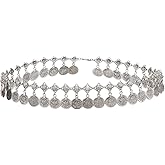 idealway Gypsy Silver Dangle Coins Belly Chain Hippie Boho Belt Belly Dance Chain Body Jewelry