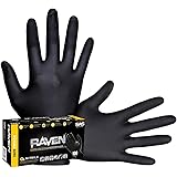 SAS Safety 66518 Raven Powder-Free Disposable Black Nitrile 6 Mil Gloves, Large, 100 Gloves by Weight(Pack of 1)