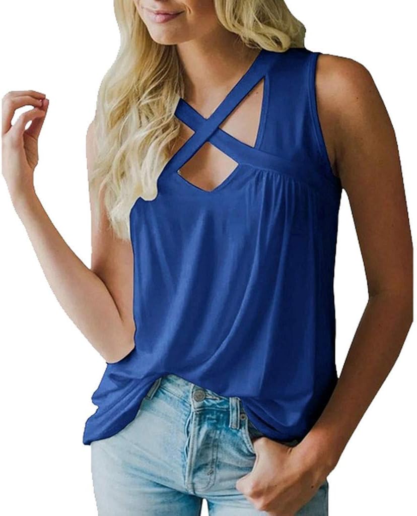 DaySeventh Summer Deals 2019 ! Women's Summer V-Neck Criss Cross Tank Tops Sexy Sleeveless Blouse T-Shirt