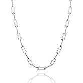 Waitsoul 925 Sterling Silver Paperclip Lobster Clasp Chain 3mm 4mm 5mm 6mm 7mm Necklace for Women Men Diamond Cut Silver Necklace Chain 16-30 Inches