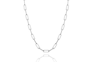 Waitsoul 925 Sterling Silver Paperclip Lobster Clasp Chain 3mm 4mm 5mm 6mm 7mm Necklace for Women Men Diamond Cut Silver Necklace Chain 16-30 Inches