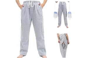 Lmaray Catheter Leg Bag Trousers, Nephrostomy Bags Pants, Urine Bag Ostomy Support with Dual Pockets, Grey