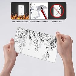 Grey Leaves 4 Gang Light Switch Cover Decorative