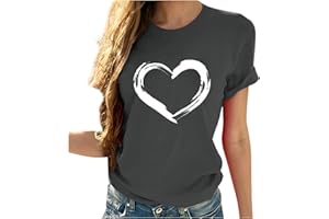 CEBOYEL Women Love Heart Graphic Tees Shirt Short Sleeve Tops Tshirts Regular Fit Tunic Blouse Cute Funny Gift Clothes 2023