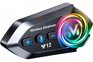 ELIKIDSTO Motorcycle Helmet Blueototh Headset Speakers with Hifi Sound,Noise Cancellation,1000mAh Battery,25 Hours Use,Boom Mircrophone,Easy to Install Use with Golves,IPX6 Waterproof,Voice Assistant,FM