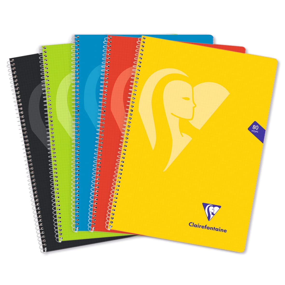 Clairefontaine 596953C Mimesys Spiral Notebook - 21,5,x31 cm - 160 Quadruple Pages 4x4 mm with Margin - 90 g White Paper - Polypro Cover - Random Bright Colour