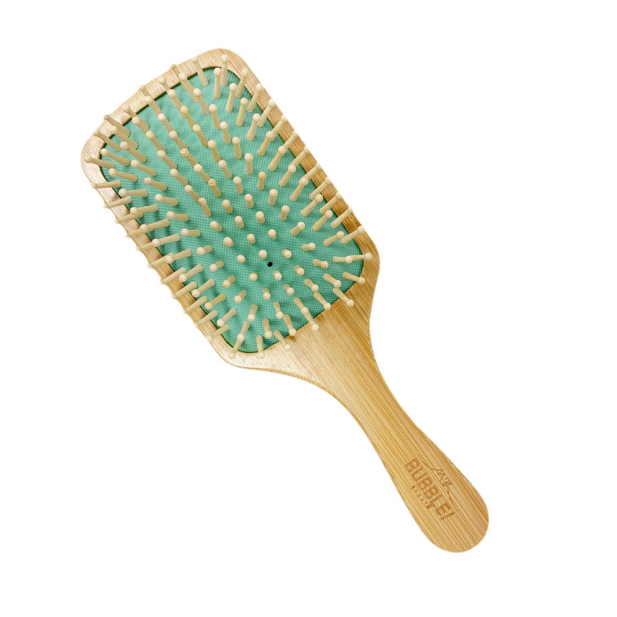 My Bubble! Bamboo Handle with Bamboo Bristles Large Rectangle Paddle Hairbrush for Massaging Scalp - Big Handle for curly wavy hair
