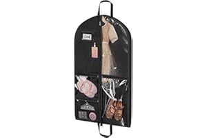 Univivi Portable Dance Costume Garment Bag,40"Garment Bag for Dance Competitions with 5 Clear Pockets and Handles,Black Kids 