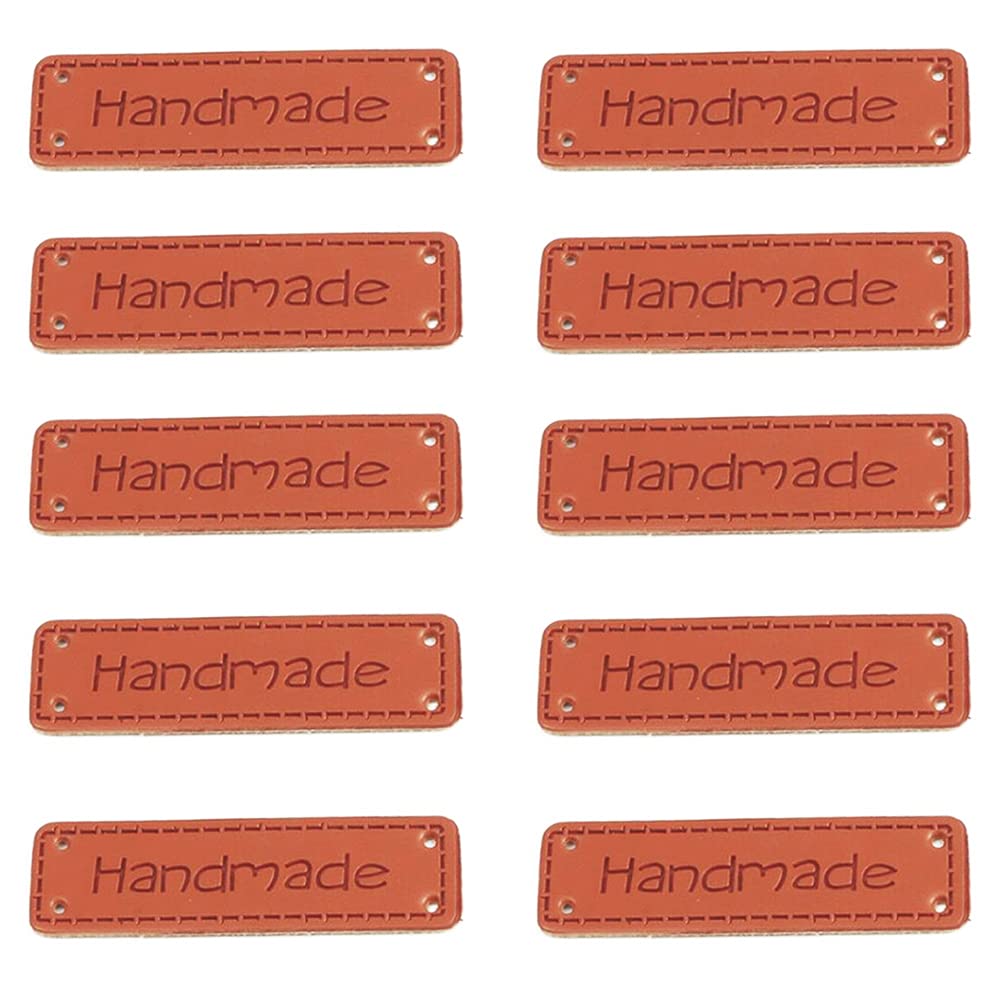 MiaLover Pack of 30 PU Handmade Leather Labels, Handmade Stationery Party Supplies, Labels for Sewing, Decoration, Knitting Accessories with Holes for DIY Clothing