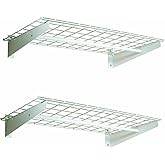 Hyloft 2-Pack Heavy Duty Steel Wall Garage Shelving, 36-Inch X 18-Inch Adjustable, Includes Hanging Rod, Max Shelf Load 200 Pounds, Item 777, White Powder Coated Finish