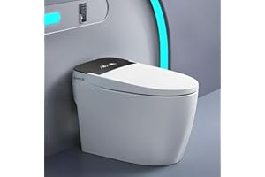 WTXWOOD Smart Toilet,One Piece Bidet Toilet for Bathroom with Auto Open & Close Lid and Seat,Warm Water and Dry,Heated Seat,Foot Sensor and Night Light, Auto Flush