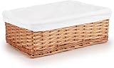 Woodluv Brown Wicker Storage Basket with Off White Lining Large