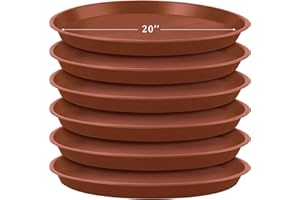 Eccliy 6 Pack Plastic Plant Saucer Heavy Duty Planter Saucers Large Plant Pot Saucers Plastic Water Trays for Indoors and Outdoors Flower Plant Plant Drip (Terracotta,20 Inch)