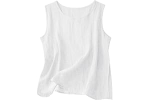 Womens Tank Top Cotton Linen Sleeveless Summer Casual Loose Shirts 2026 Hawaiian Boho Crew Neck Gauze Basic Camisole