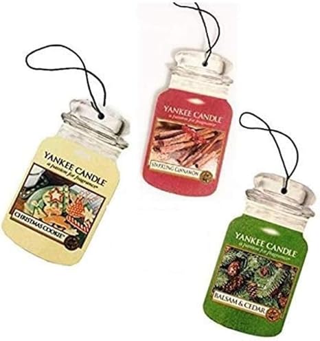 Amazon Com Yankee Candle Car Jar Variety 3 Pack Sparkling Cinnamon Balsam Cedar Christmas Cookie Home Kitchen