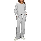 ETCYY NEW Lounge Sets for Women 2 Piece Outfits with Side Split Sweatshirt Tops and Wide Leg Sweatpants