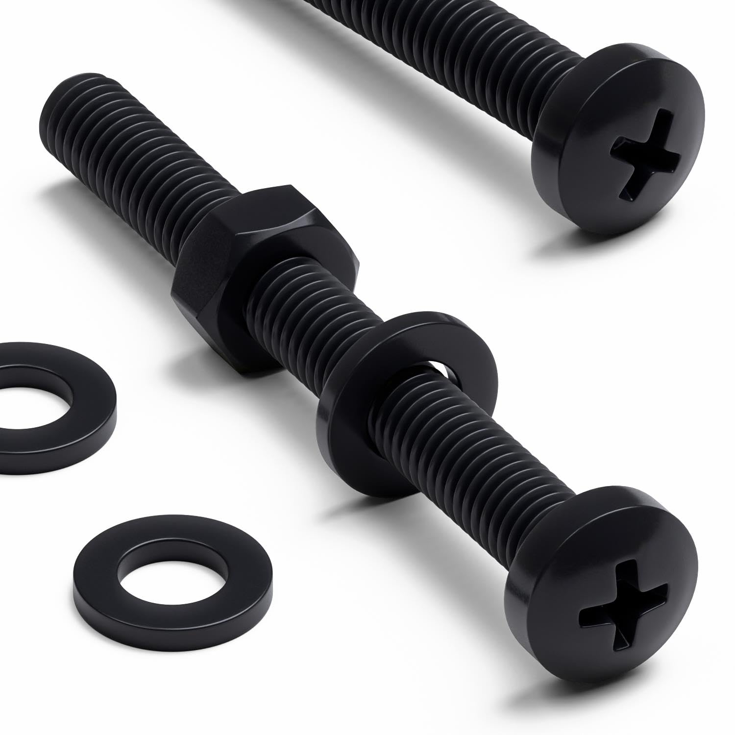 20 x Black Pan Head Screws Polypropylene (PP) Plastic Nuts and Bolts, Washers, M6 x 60mm