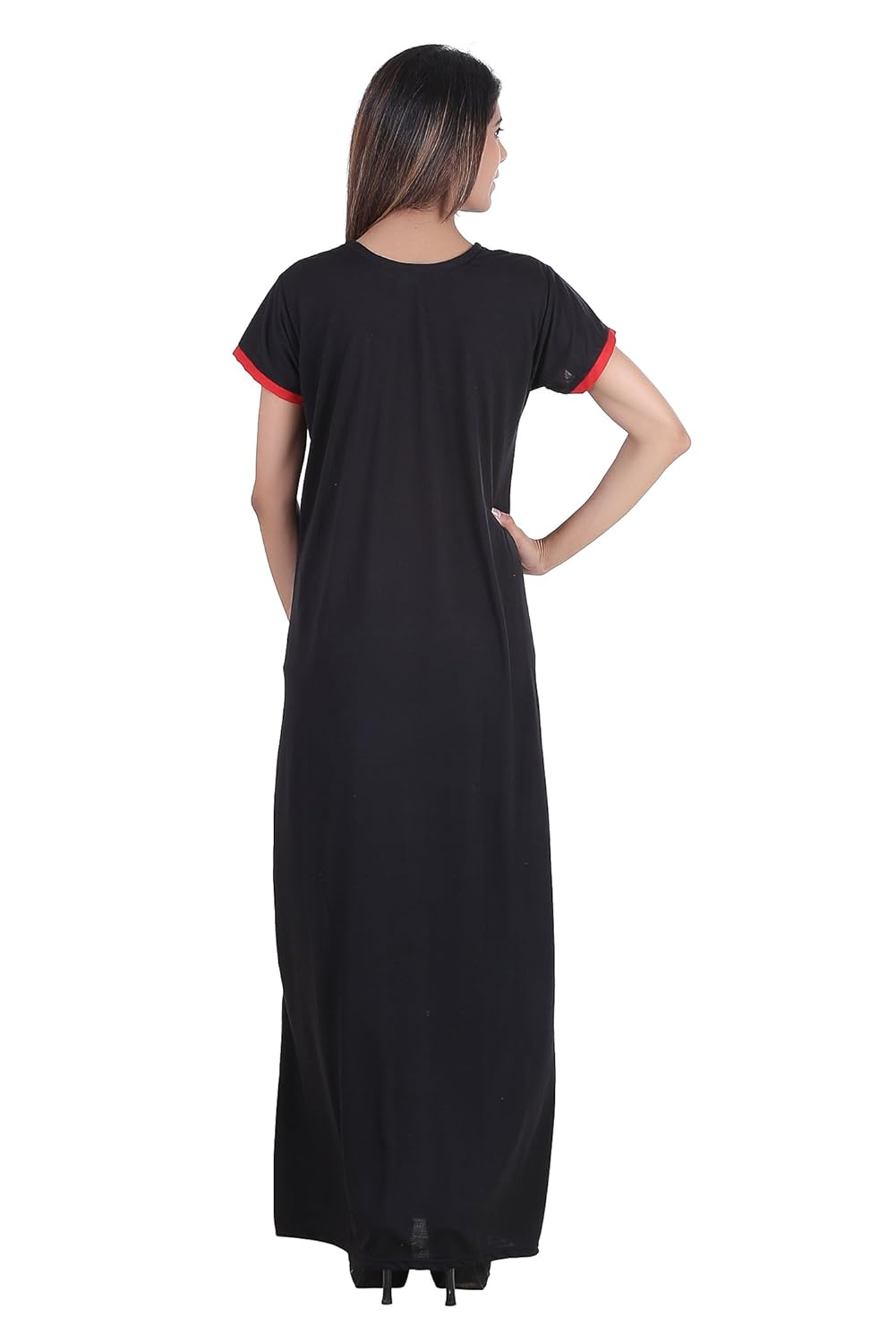 glossia women's cotton printed gown(efaabnityd7bk-a, black, free size)