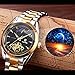 TEVISE Brand Unisex Waterproof Skeleton Moon Phase Fully Semi-automatic Mechanical Watch Luxury Business Style Stainless Steel Wristwatch