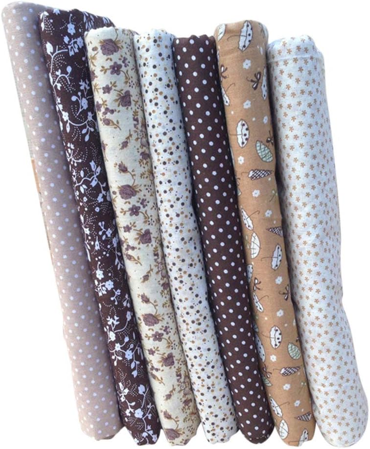 collectsound 7Pc Square Cotton Fabrics Quilting Polka Dot Floral Lattice Cloth Arts Craft Sewing Scrapbooking Handmade DIY Accessory 18#