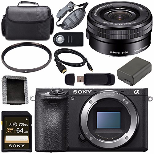 Sony-ILCE6500B-Alpha-a6500-Mirrorless-Digital-Camera-Body-Only-Sony-16-50mm-f35-56-Alpha-E-mount-Zoom-Lens-NP-FW50-Lithium-Ion-Battery-Sony-64GB-SDXC-Card-Carrying-Case-Remote-Bundle