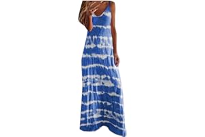 BAGELISE Women's Maxi Dress Summer Casual Sundress Sleeveless Long Dresses Hawaiian Beach Maxi Dress