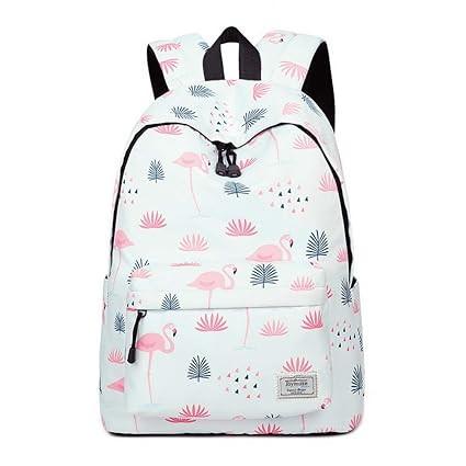 Joymoze Modischer Freizeitrucksack für Mädchen Jugendliche Schulrucksack Frauen Aufdruck Rucksack Geldbeutel Flamingos 851