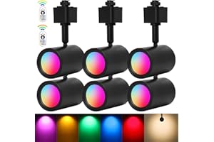 RGB Track Lights with Halo Effect, Remote Control, Multicolor Track Lighting H Type Rail,Black Track Light Heads (Black, RGBW