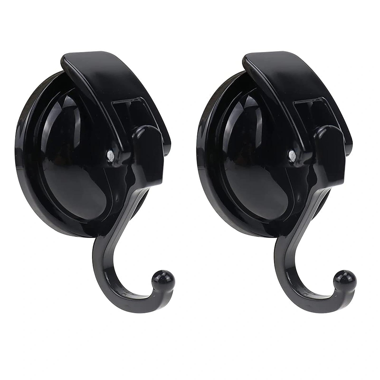 PLCatis Suction Hooks Heavy Duty 2-Pack Bathroom Towel Robe Hooks Super-Strong Nano Suction Cup Hooks No Drilling Waterproof Towel Coat Christmas Hooks Holds 5KG Black