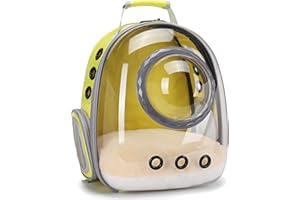 ORIZZP Cat Backpack Carrier, Bubble Backpack for Cat Kitten Small Puppy and Bunny, Space Capsule Bubble Cat Backpack Carrier, Airline Approved Waterproof Yellow Pet Backpack for Small Dog