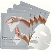 Deep Collagen Anti Wrinkle Lifting Face Mask – 5 Pack, 28g Each – Firming, Brightening, Hydrating Sheet Mask with 83% Low Molecular Collagen for Anti-Aging and Skin Tightening