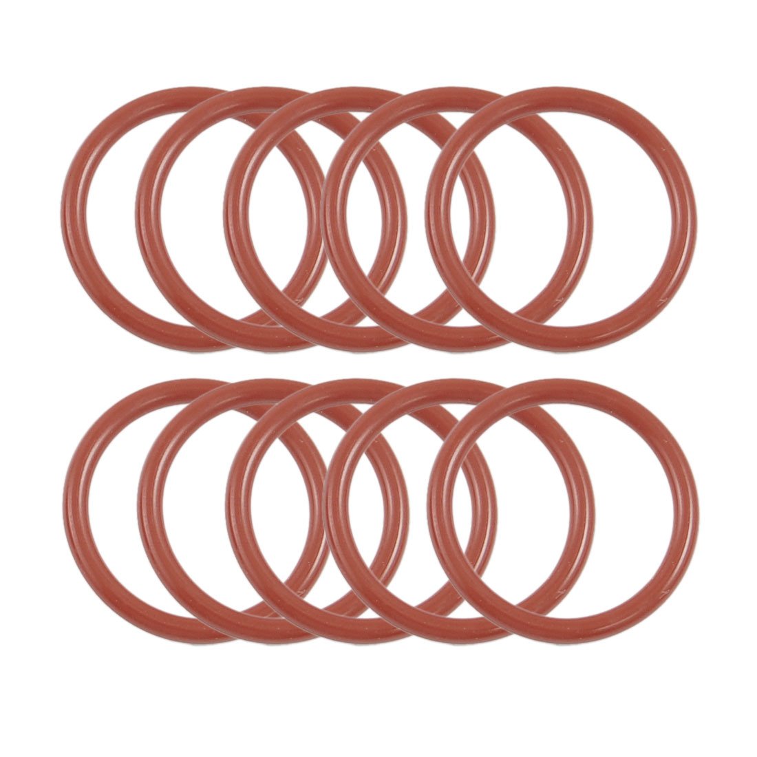 Sourcingmap 10 Pcs 25mm OD 20mm Inside Dia 2.5mm Thickness Silicone O Rings Oil Seals Gasket Dark Red