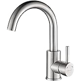 RODDEX Bar Sink Faucet, Single Hole 360 Swivel Stainless Steel Faucets, Small Modern Single Handle Tap for Kitchen Bath Bathroom Sink, Brushed Nickel