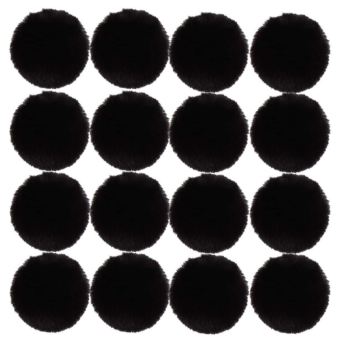 Xsclpomddy 16pcs DIY Pom Pom Balls artificial fur Pompoms Key Ring for Scarves Gloves Knitting Hats,Bags, Keychains,black