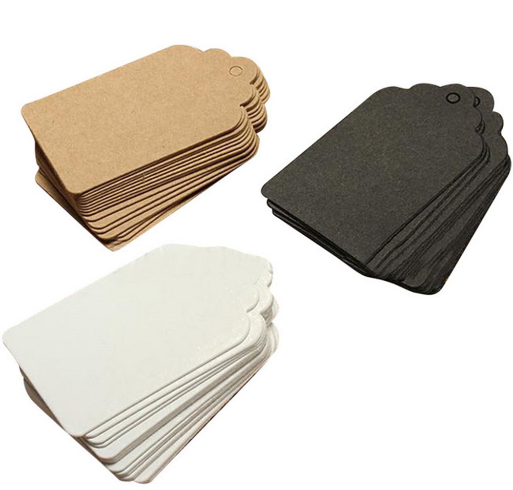 200 Pcs Mini Rectangle Kraft Paper Gift Tags Price Tags Crafts Hang Tags Label Tags Black