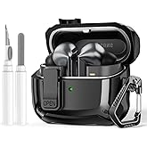 PILUYAA for Galaxy Buds3 FE (2025) / Buds3 Pro (2024) / Buds 3 Case (2024) Cover, Shockproof Galaxy Buds 3/3 Pro Protective Hard Cover Shell with Keychain &Cleaner kit for Men Women, Black