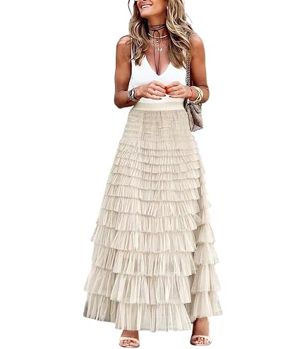 Amazon.com: Gratoryna Womens Long Maxi Tulle Skirt A Line Ruffle