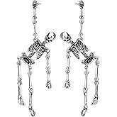 Szxc Women's Jointed Skeleton Dangle Long Earrings - 3-1/2 Inch - Ultra Light - Lead & Nickle Free - Halloween Costume Accessories